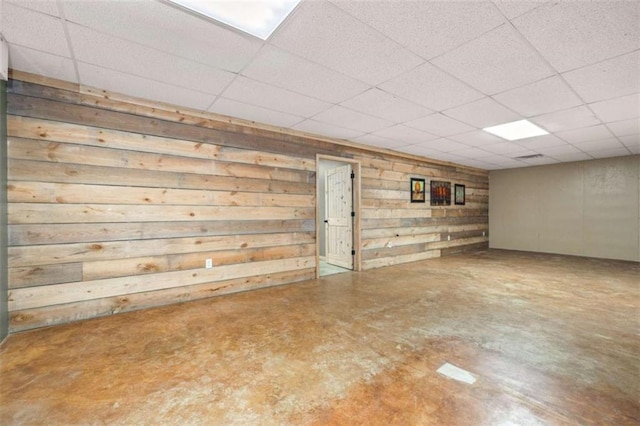 finished basement with a drop ceiling