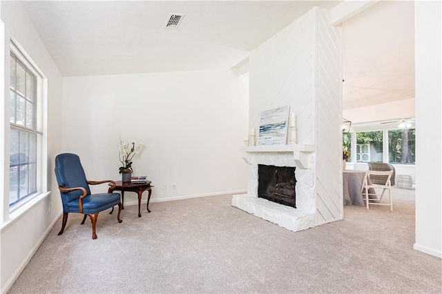 2753 Fireside Ct SE, Marietta, GA 30067 - sitting room with carpet, a fireplace, and baseboards