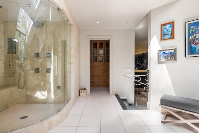 6525 Old Riverside Dr NW, Sandy Springs, GA 30328 - full bath with baseboards, a stall shower, and tile patterned flooring