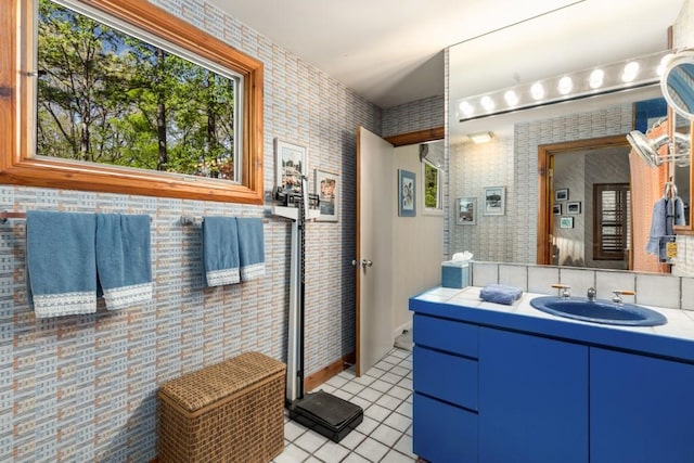6525 Old Riverside Dr NW, Sandy Springs, GA 30328 - bathroom with tile patterned floors, baseboards, and vanity