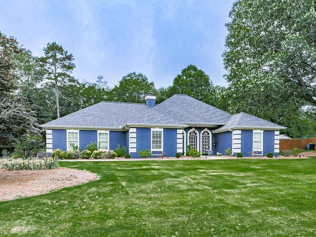 106 Warwick Way SE, Rome, GA 30161 - ranch-style home featuring stucco siding, a chimney, and roof with shingles