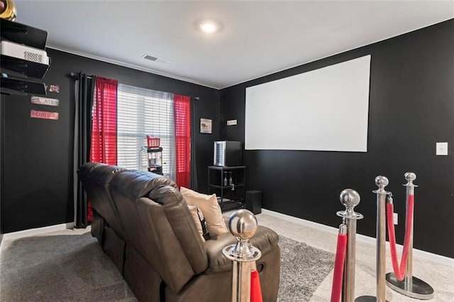 view of carpeted home theater room