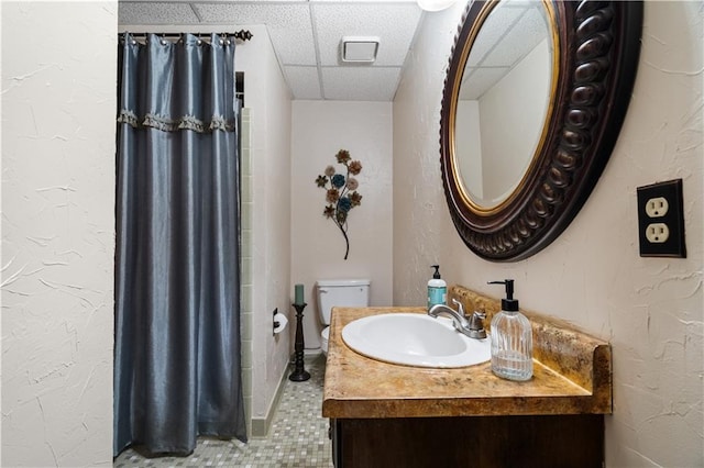 4286 Pool Rd, Winston, GA 30187 - full bath featuring a paneled ceiling, vanity, toilet, and a shower with shower curtain