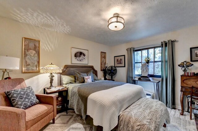 bedroom with a textured ceiling