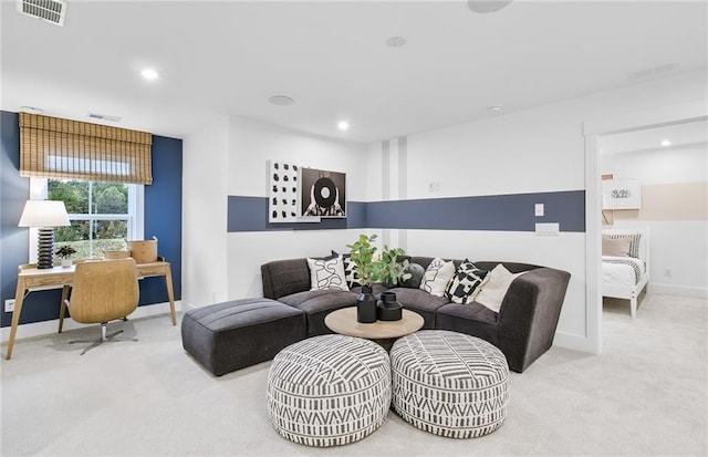 5230 Hyde Rd, Cumming, GA 30040 - carpeted living area featuring recessed lighting, baseboards, and visible vents
