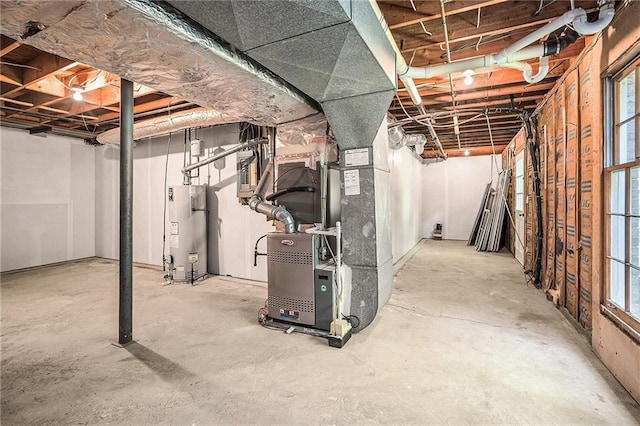 1703 W Nancy Creek Dr NE, Brookhaven, GA 30319 - basement with water heater, heating unit, and electric panel