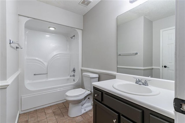 7384 Birch Hollow Pl, Douglasville, GA 30134 - full bath featuring a textured ceiling, vanity, toilet, and shower / bathtub combination