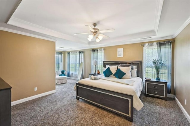 330 Pitts Chapel Rd, Newborn, GA 30056 - bedroom featuring visible vents, baseboards, a tray ceiling, and crown molding