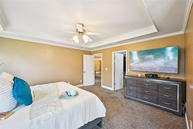 330 Pitts Chapel Rd, Newborn, GA 30056 - bedroom featuring ornamental molding, dark carpet, and a raised ceiling