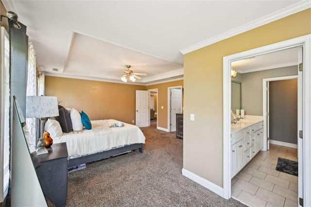 330 Pitts Chapel Rd, Newborn, GA 30056 - bedroom with baseboards, ornamental molding, and a tray ceiling
