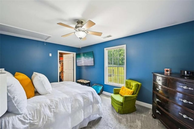 330 Pitts Chapel Rd, Newborn, GA 30056 - bedroom with attic access, ceiling fan, carpet, baseboards, and visible vents