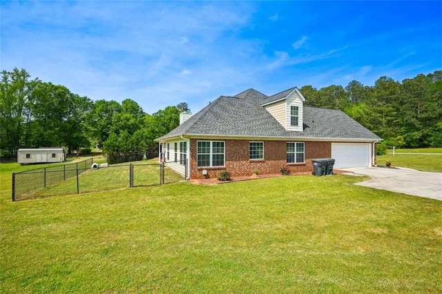 330 Pitts Chapel Rd, Newborn, GA 30056 - exterior space featuring a lawn, driveway, fence, a garage, and brick siding
