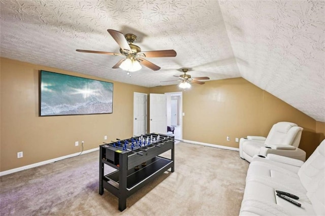 330 Pitts Chapel Rd, Newborn, GA 30056 - playroom with ceiling fan, baseboards, a textured ceiling, and carpet flooring
