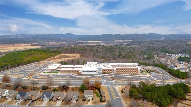 birds eye view of property with a mountain view