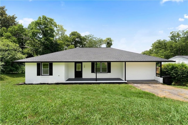 15 Baker St, Cartersville, GA 30120 - single story home with a porch, a front lawn, a shingled roof, and brick siding