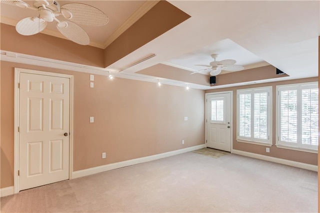 2748 Hidden Falls Dr, Buford, GA 30519 - spare room featuring ceiling fan, light colored carpet, and ornamental molding