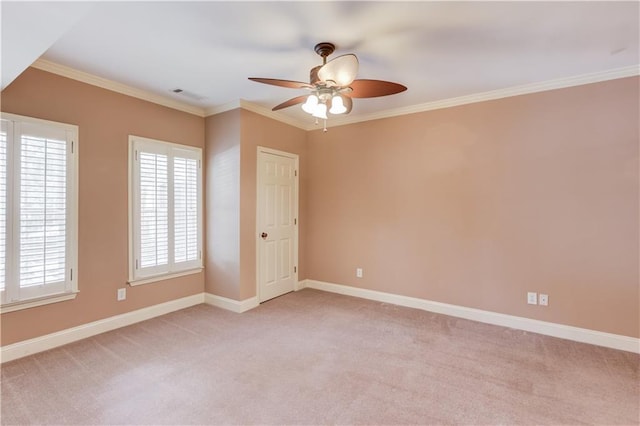 2748 Hidden Falls Dr, Buford, GA 30519 - empty room featuring ceiling fan, crown molding, and light carpet