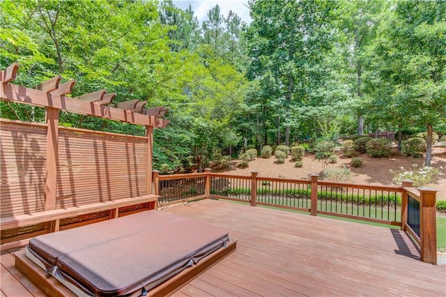 2748 Hidden Falls Dr, Buford, GA 30519 - deck featuring a pergola and a covered hot tub
