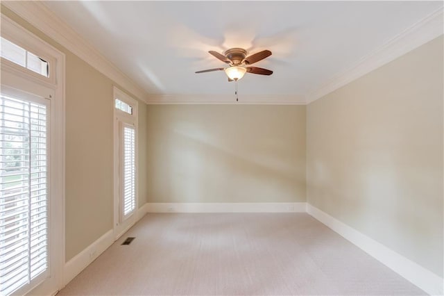 2748 Hidden Falls Dr, Buford, GA 30519 - unfurnished room featuring ceiling fan, light carpet, and ornamental molding