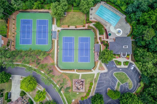 2748 Hidden Falls Dr, Buford, GA 30519 - aerial view of property's location with a pool area