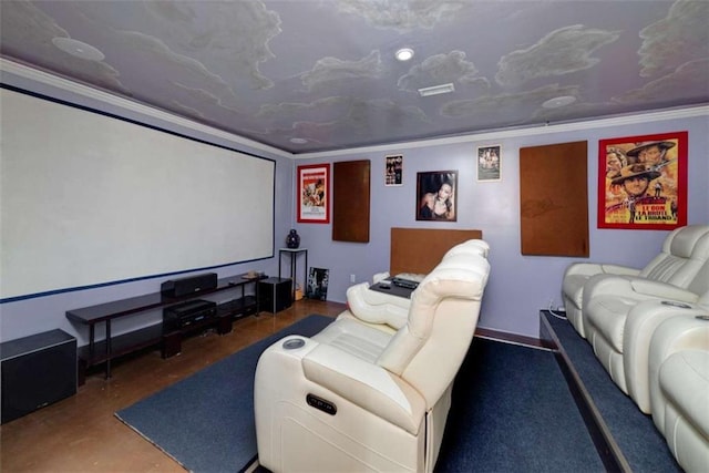 cinema featuring crown molding