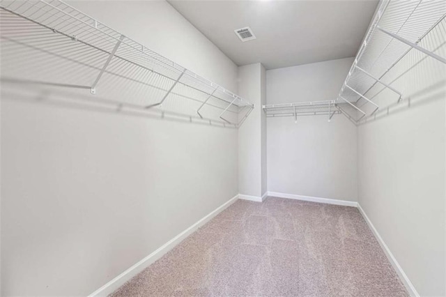 spacious closet featuring carpet and visible vents