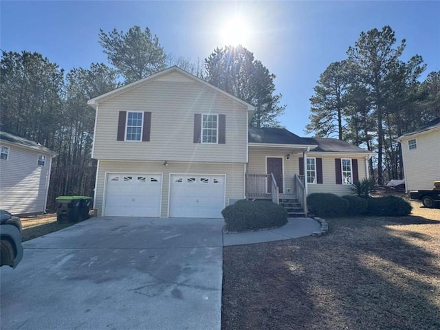 split level home with a garage