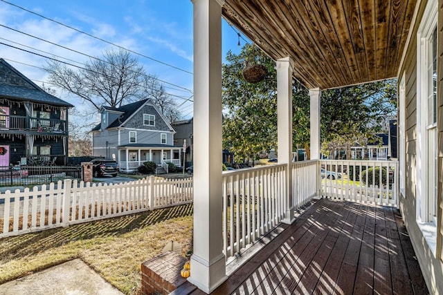 deck featuring covered porch