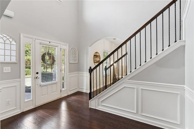 entrance foyer featuring dark wood-type flooring