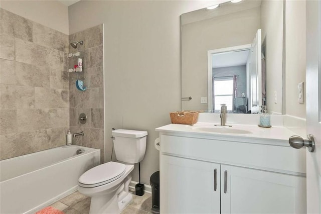 8 Unbridled Way, Newnan, GA 30263 - bathroom featuring toilet, vanity, bathtub / shower combination, and tile patterned flooring