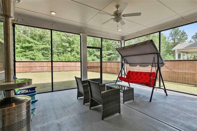 8 Unbridled Way, Newnan, GA 30263 - sunroom with a ceiling fan