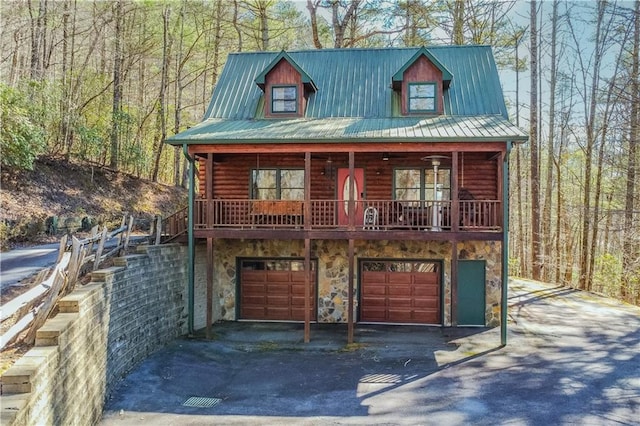 cabin featuring a garage