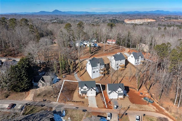 bird's eye view with a mountain view