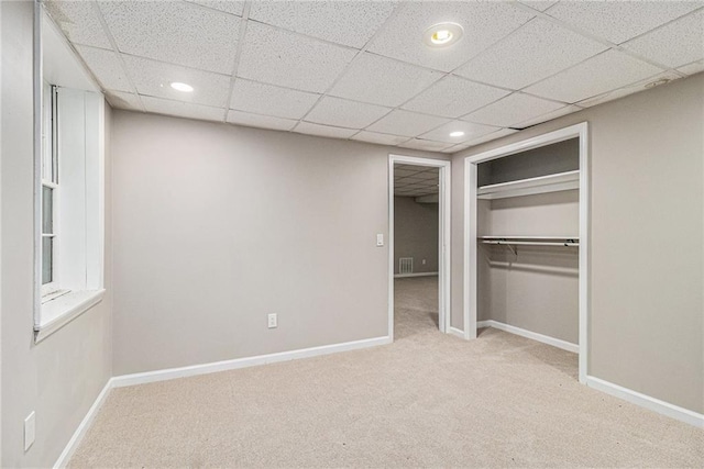 532 Watson St, Toccoa, GA 30577 - unfurnished bedroom featuring carpet, recessed lighting, a closet, and a drop ceiling
