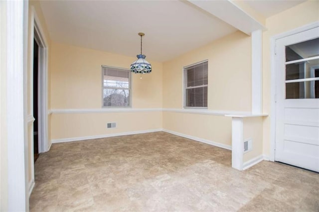 view of unfurnished dining area