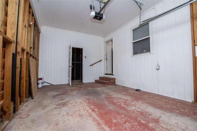 garage with a garage door opener