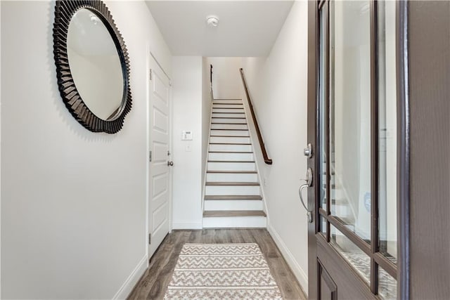 entrance foyer with dark hardwood / wood-style floors