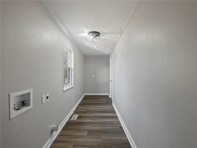 2938 Chestatee Rd, Gainesville, GA 30506 - hallway with baseboards, dark wood finished floors, and visible vents