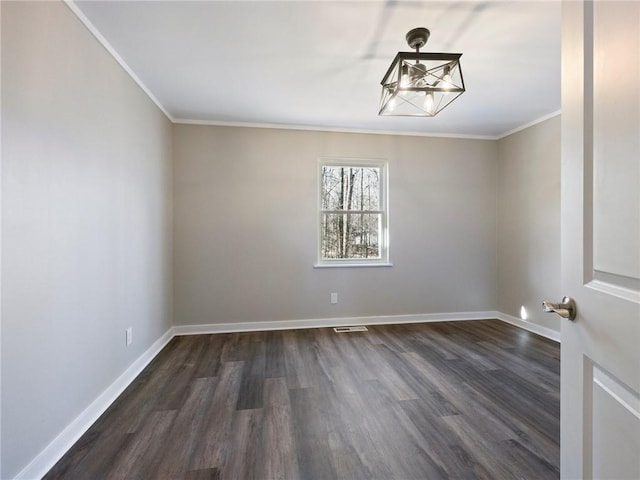 2938 Chestatee Rd, Gainesville, GA 30506 - unfurnished dining area featuring dark wood-style flooring, baseboards, a chandelier, and ornamental molding