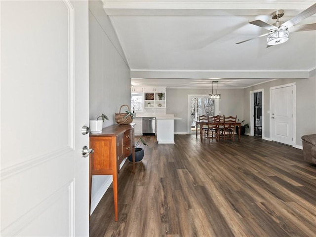 2938 Chestatee Rd, Gainesville, GA 30506 - interior space with a ceiling fan and dark wood-type flooring