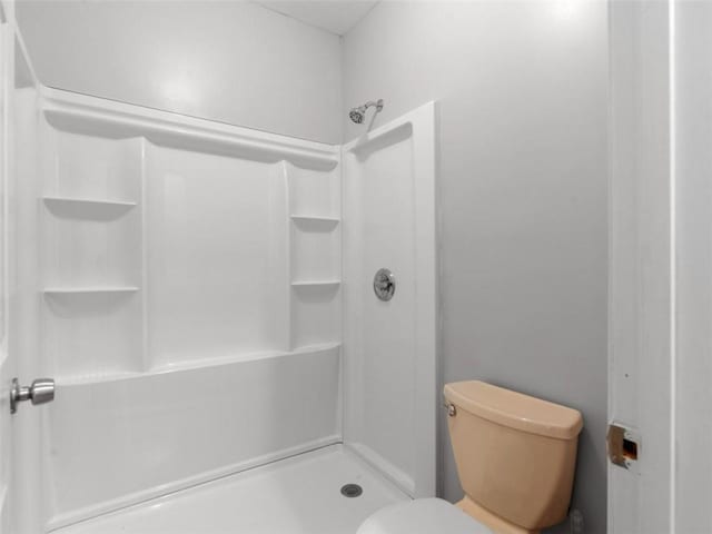 bathroom with a shower and toilet