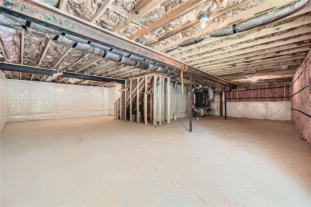 view of unfinished basement