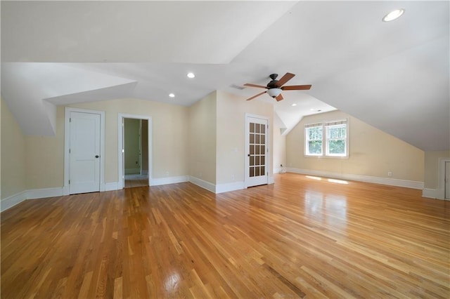 1276 Lanier Blvd NE, Atlanta, GA 30306 - additional living space with lofted ceiling, ceiling fan, light wood-type flooring, baseboards, and recessed lighting