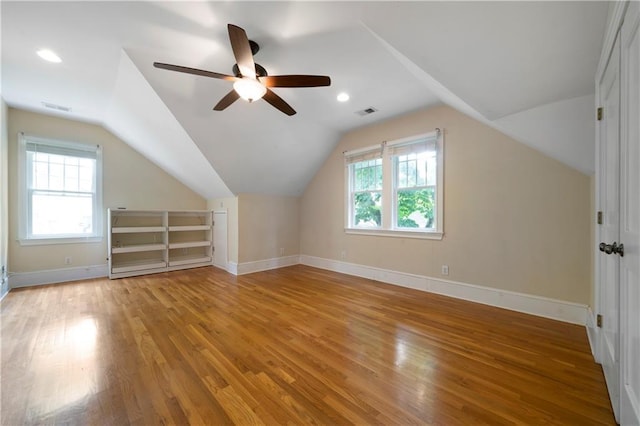 1276 Lanier Blvd NE, Atlanta, GA 30306 - bonus room with wood finished floors, a ceiling fan, lofted ceiling, baseboards, and recessed lighting