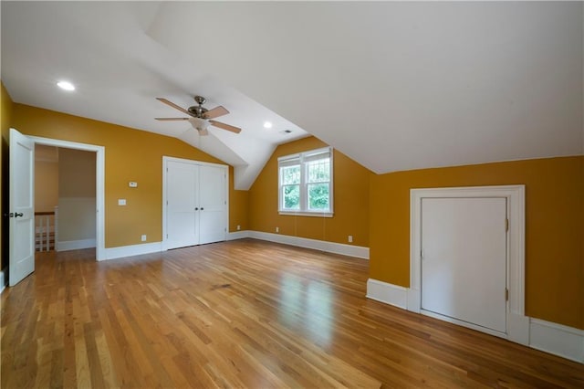 1276 Lanier Blvd NE, Atlanta, GA 30306 - bonus room with light wood finished floors, ceiling fan, lofted ceiling, baseboards, and recessed lighting