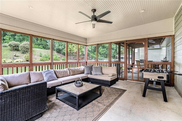 3117 Blowing Wind Ct NW, Acworth, GA 30101 - sunroom featuring ceiling fan and outdoor lounge area