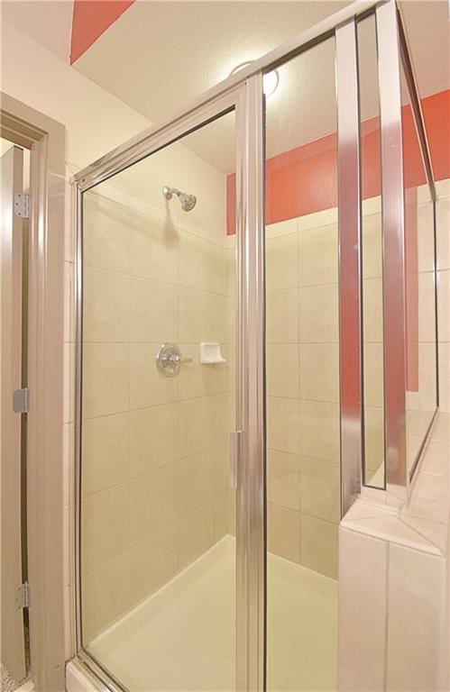 bathroom with a stall shower