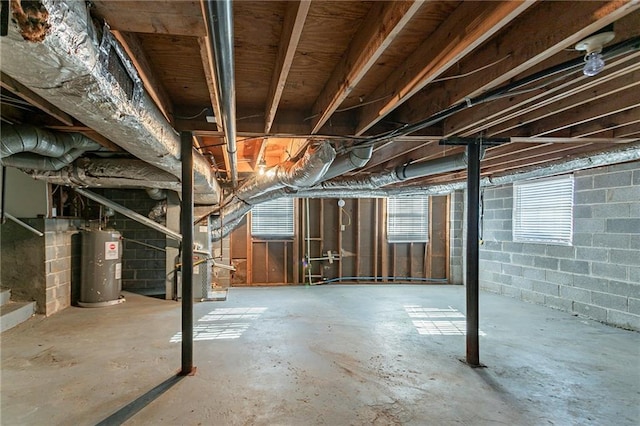 basement with electric water heater