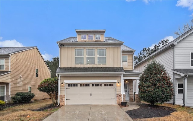 view of front of house with a garage