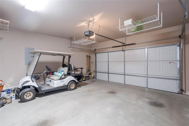 garage with a garage door opener